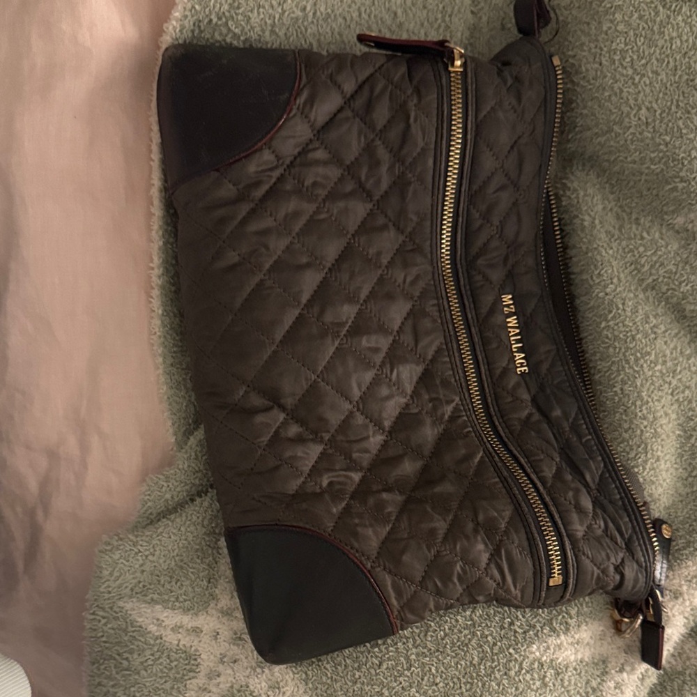 MZ Wallace Quilted Black Bag with Gold Accents